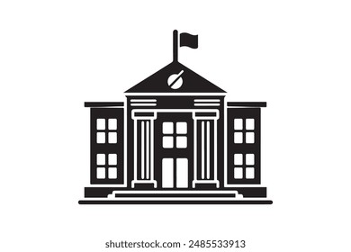 School Building Icon Vector on a White Background