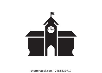 School Building Icon Vector on a White Background