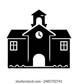School Building Icon Vector on a White Background
