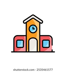 School Building icons set five different style vector stock illustration