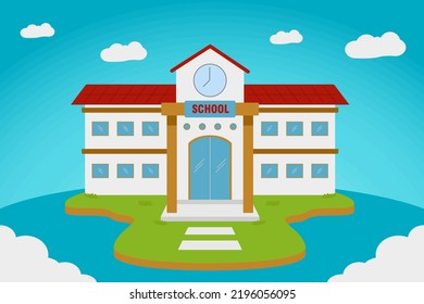 School building illustration with cloud around perfect for your design needs