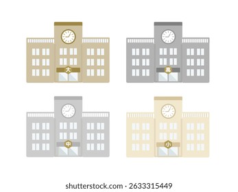 Material do conjunto de ilustrações do edifício da escola