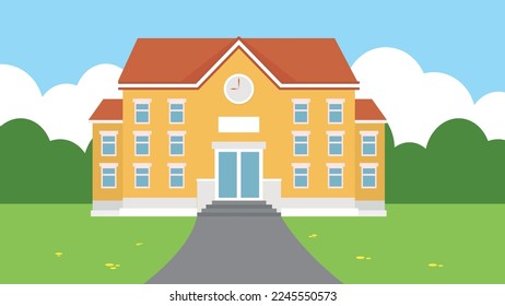 School building - illustration, vector, cartoon