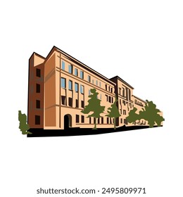 School Building illustration vector design template