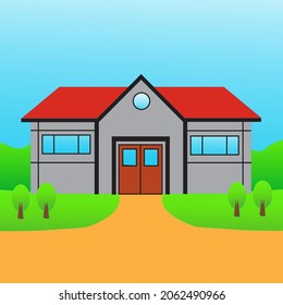 School building illustration wit gradient background