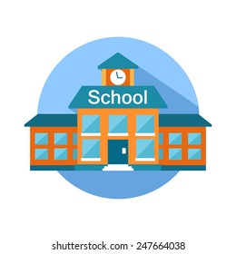 School Building Isolated Icon. Modern Flat Design. Vector Illustration.