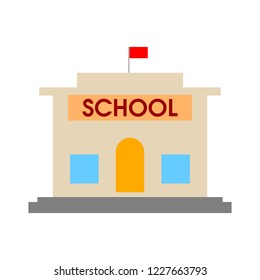 school building isolated on white background. Vector school illustration. Flat style school icon