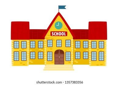 School building isolated on white background. Vector illustration