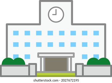 School building isolated vector illustration.