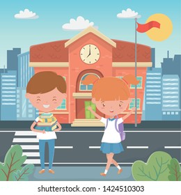 School building and kids design
