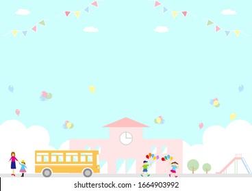 school building kindergarten and children