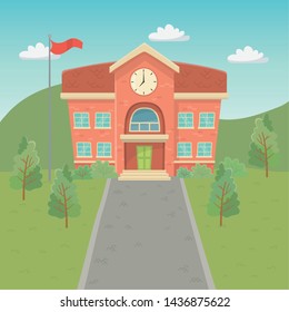 school building in the landscape scene school building in the landscape scene