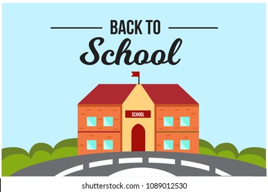 school building landscape. University college. Welcome back to school. school cartoon vector illustration. clipart