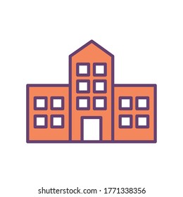 School building line and fill style icon design, education class lesson knowledge preschooler study learning classroom and primary theme Vector illustration