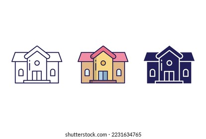 School building line and glyph icon isolated on white background, Institute Vector illustration