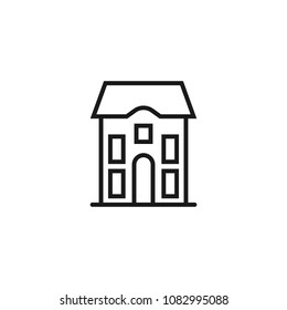 school building line icon