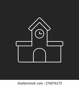 school building line icon