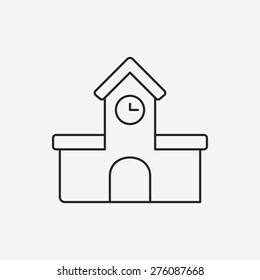 school building line icon