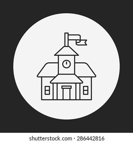 school building line icon