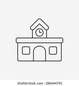 school building line icon