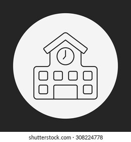 school building line icon