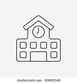 school building line icon