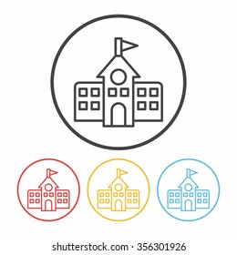 school building line icon