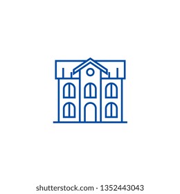 School building line icon concept. School building flat  vector symbol, sign, outline illustration.