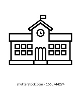 School Building Line Icon, Concept Sign, Outline Vector Illustration, Linear Symbol.