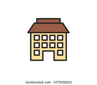 School building line icon. High quality outline symbol for web design or mobile app. Thin line sign for design logo. Color outline pictogram on white background