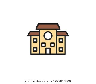 School building line icon. High quality outline symbol for web design or mobile app. Thin line sign for design logo. Color outline pictogram on white background
