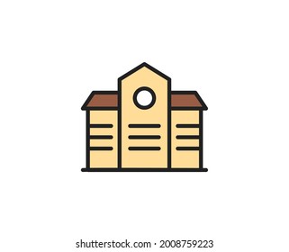 School building line icon. High quality outline symbol for web design or mobile app. Thin line sign for design logo. Color outline pictogram on white background