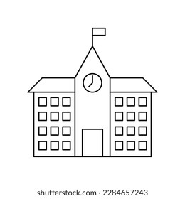 School building line icon isolated on white background.