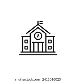 Icono de línea de construcción de escuela aislado en fondo blanco