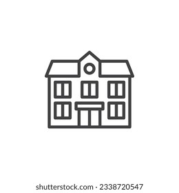 School building line icon. linear style sign for mobile concept and web design. Two story house outline vector icon. Symbol, logo illustration. Vector graphics