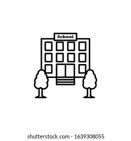 school building line icon on white background