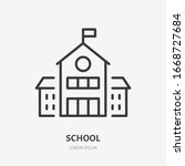School building line icon, vector pictogram of college or university. Education illustration, sign for schoolhouse exterior.