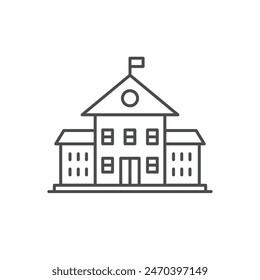School building line icon, vector pictogram of college or university. Education illustration, sign for schoolhouse exterior.