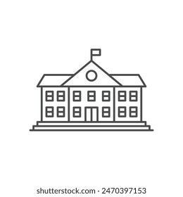 School building line icon, vector pictogram of college or university. Education illustration, sign for schoolhouse exterior.