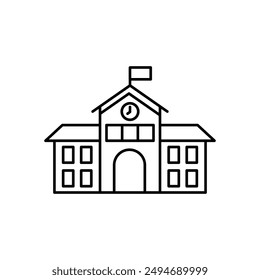 School building line icon, vector pictogram of college or university. Education illustration, sign for schoolhouse exterior.