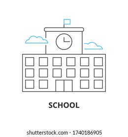 School building line vector icon