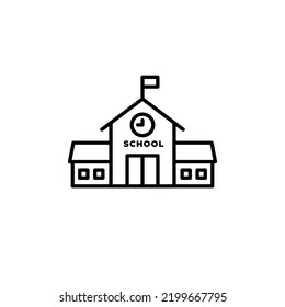 Icono lineal de construcción escolar. Borde negro. De vuelta a la inspiración escolar. Concepto de educación. Ilustración vectorial, diseño plano