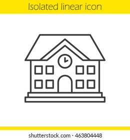 School Building Linear Icon. Thin Line Illustration. University. Contour Symbol. Vector Isolated Outline Drawing