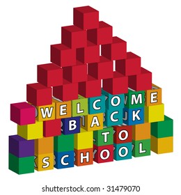 School building of  many toy blocks