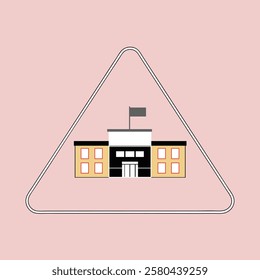 The school building minimalist icon silhouette vector illustration