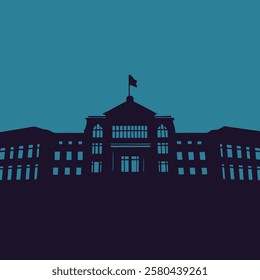 The school building minimalist icon silhouette vector illustration