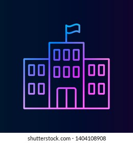 School building nolan icon. Simple thin line, outline vector of Education icons for UI and UX, website or mobile application on dark blue gradient background