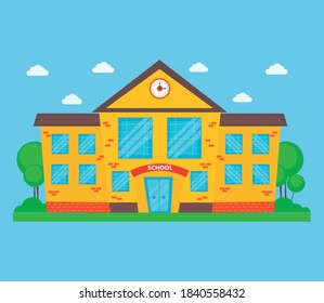 School Building On Bright Blue Background Stock Vector (Royalty Free ...