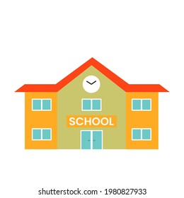 School building on a white background. Flat style. Isolated vector