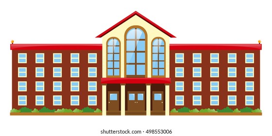 School building on white background illustration